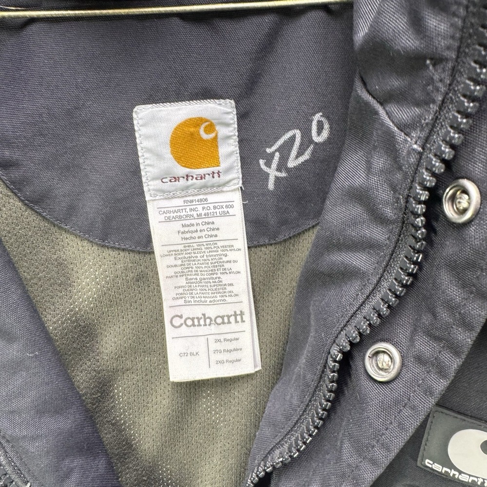Carhartt Shoreline Coat Mens 2XL Black Waterproof Breathable Hooded Work Jacket - Picture 8 of 16